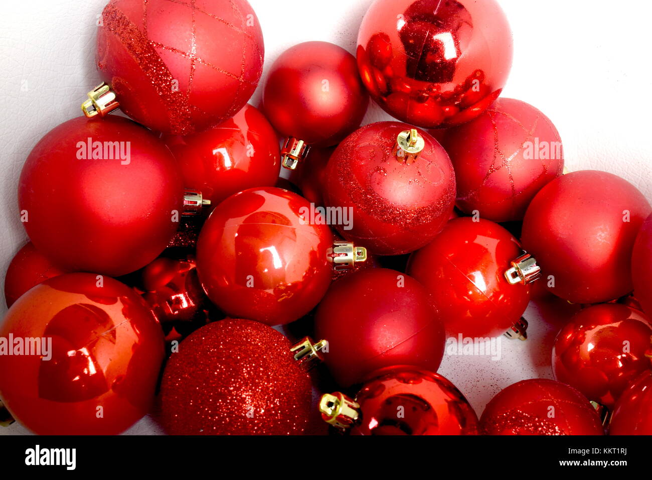 Balls on white background for the Xmas tree decoration Stock Photo - Alamy