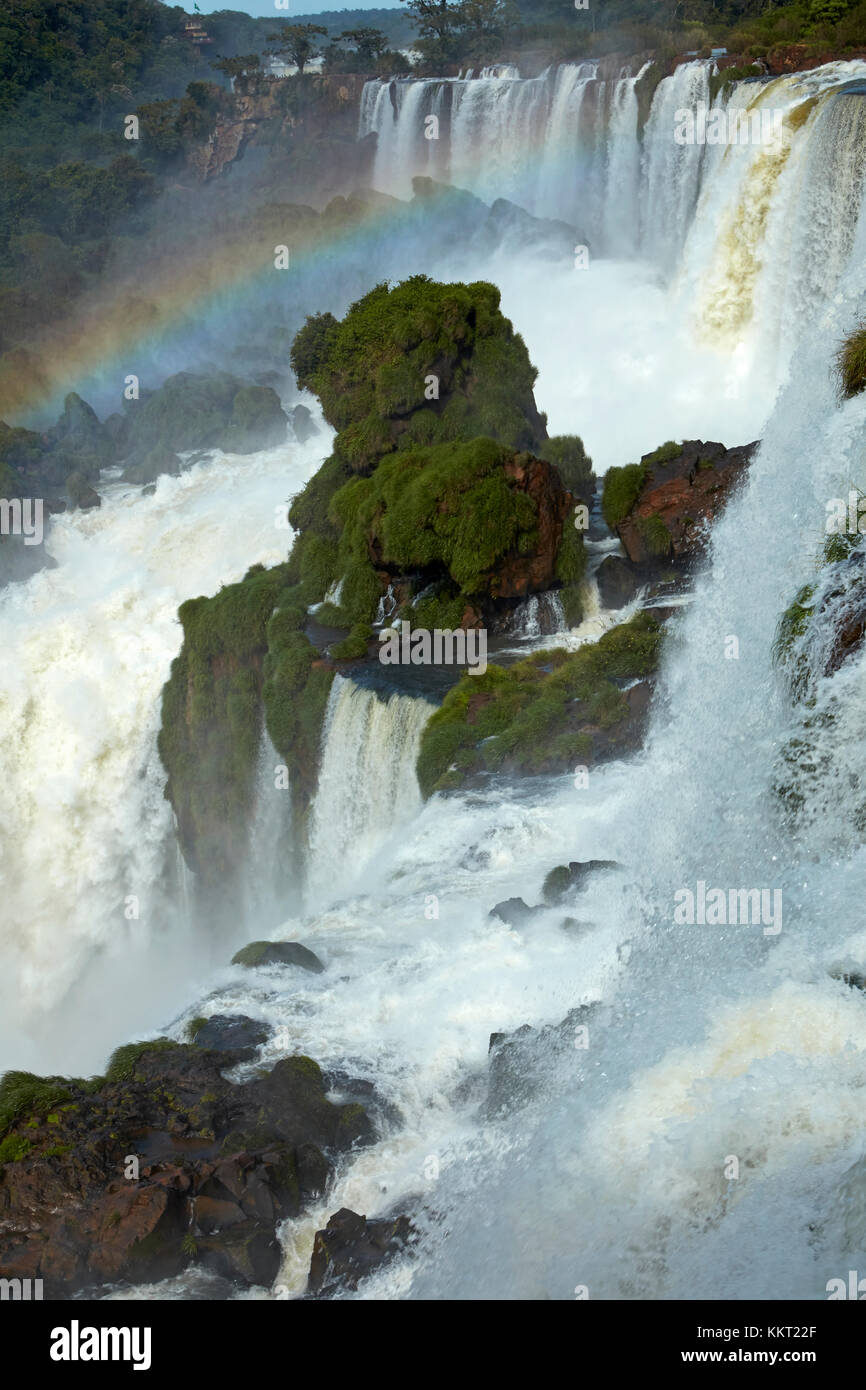 Rainbow and Iguazu Falls, Argentina, South America Stock Photo