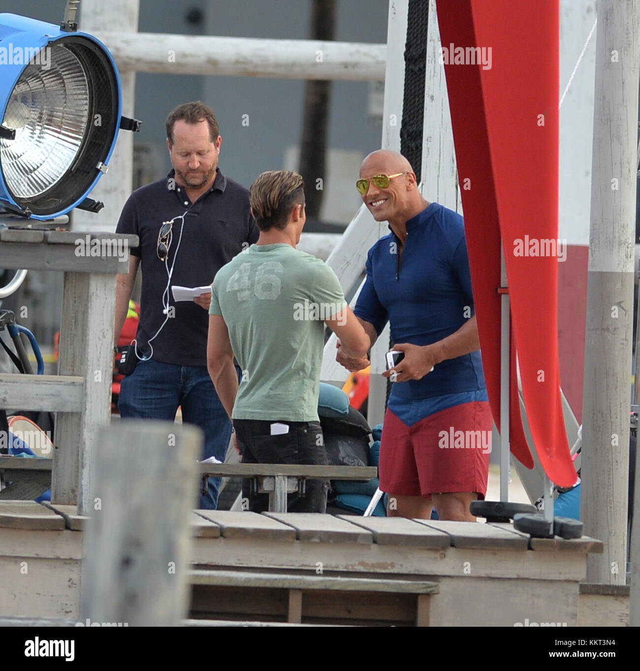 MIAMI BEACH, FL MARCH 04 Actor's Zac Efron, Dwayne Johnson, Sports