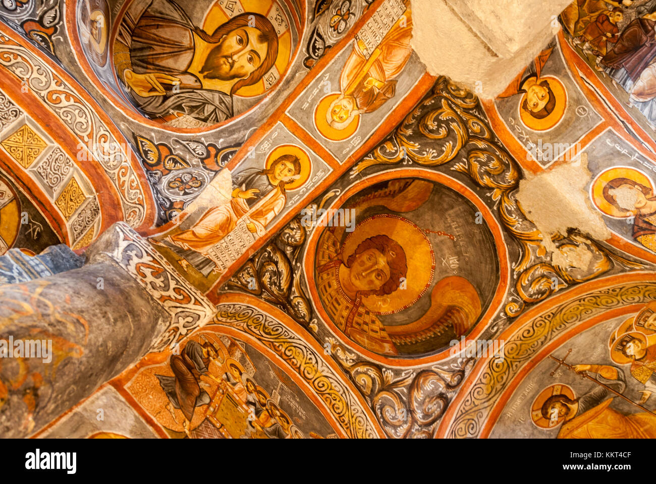 Frescos inside of the Dark Church, in Cappadocia, Turkey. Stock Photo