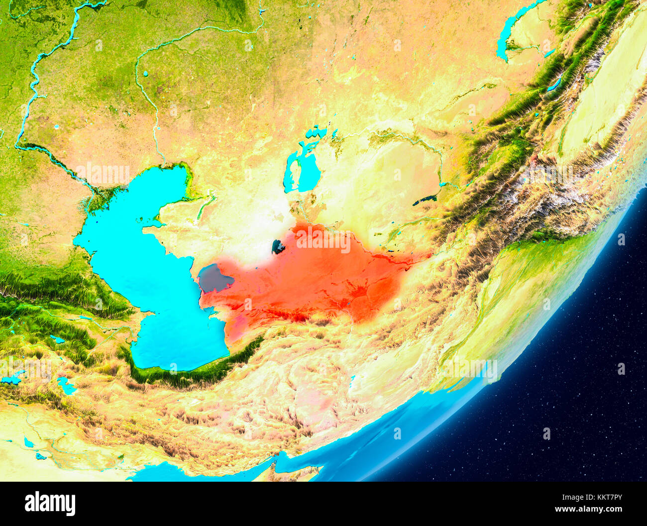 Map Of Turkmenistan As Seen From Space On Planet Earth 3D Illustration Map Of Turkmenistan As Seen From Space On Planet Earth 3d Illustration KKT7PY