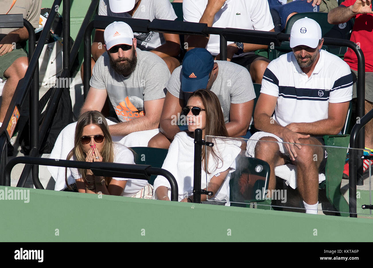 KEY BISCAYNE, FL - MARCH 30: Roger Federer Box on day 11 of the Miami Open at Crandon Park Tennis Center on March 30, 2017 in Key Biscayne, Florida.    People:  Roger Federer Box Stock Photo