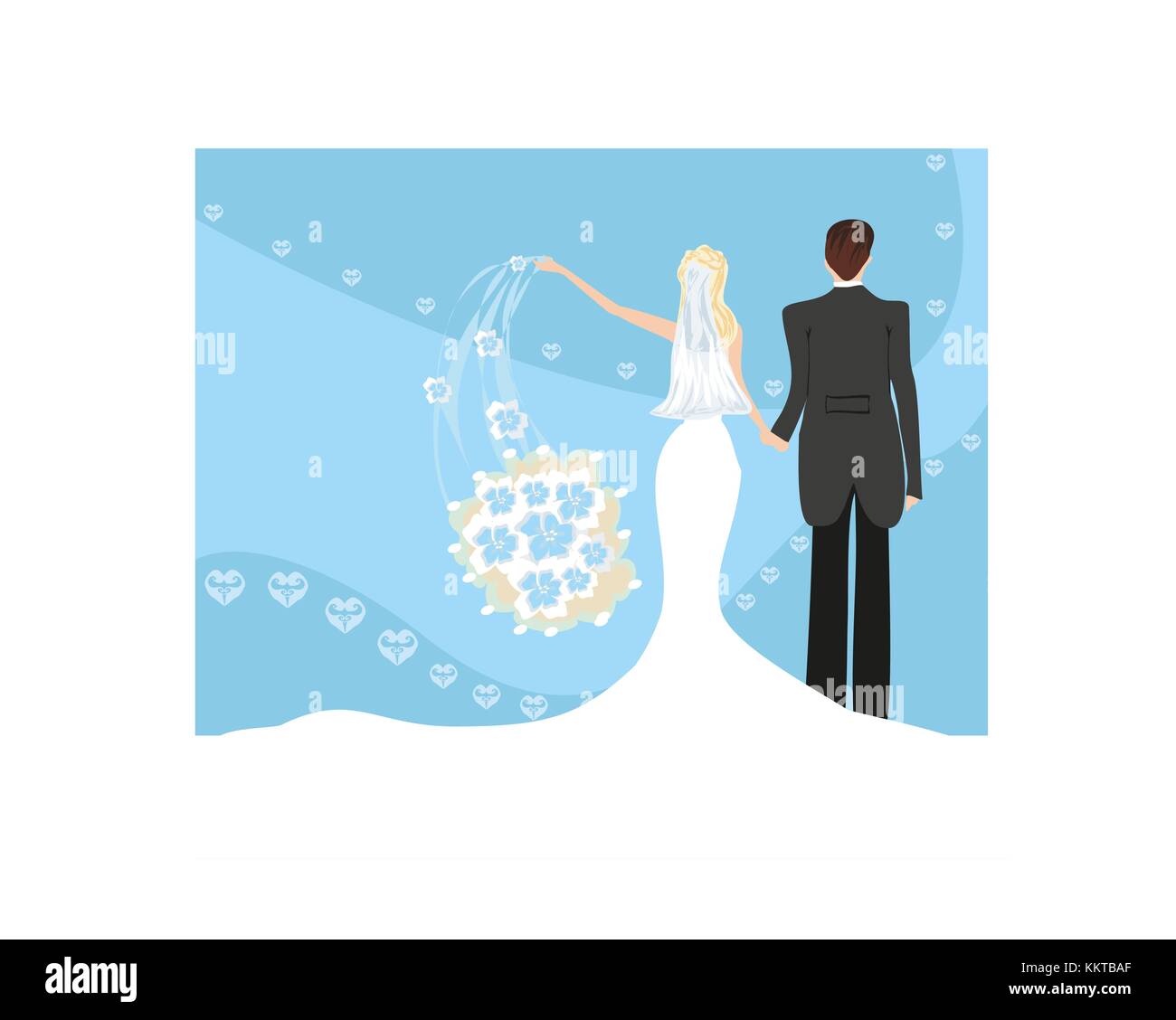 Wedding Couple Bride Throws Her Wedding Bouquet Stock Vector Image