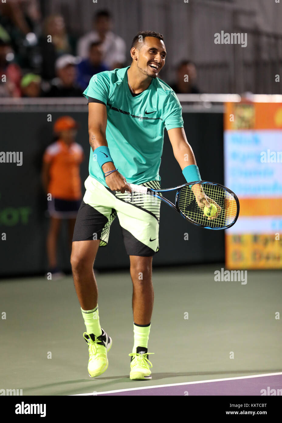 KEY BISCAYNE, FL - MARCH 25: Nick Kyrgios on day 6 of the Miami Open at  Crandon Park Tennis Center on March 25, 2017 in Key Biscayne, Florida  People: Nick Kyrgios Stock Photo - Alamy