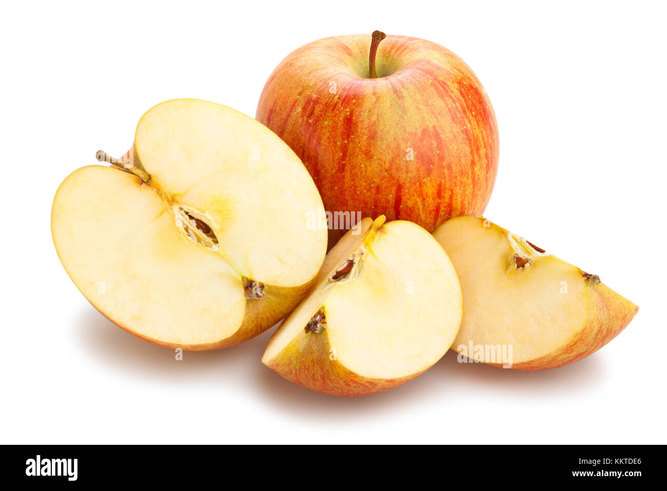 striped apples path isolated sliced Stock Photo