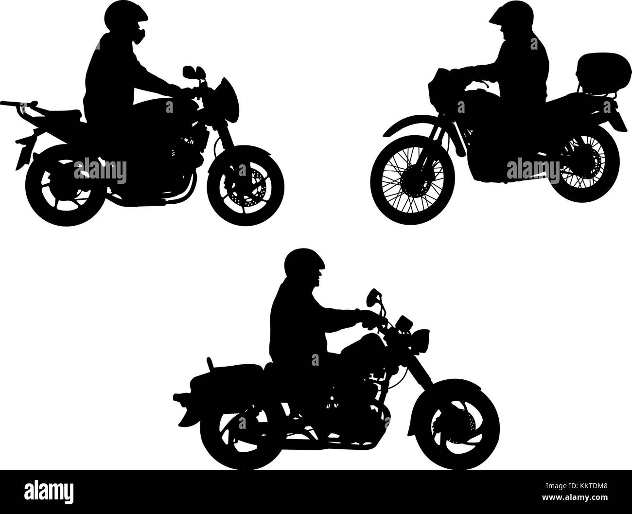 motorcyclists silhouettes - vector Stock Vector