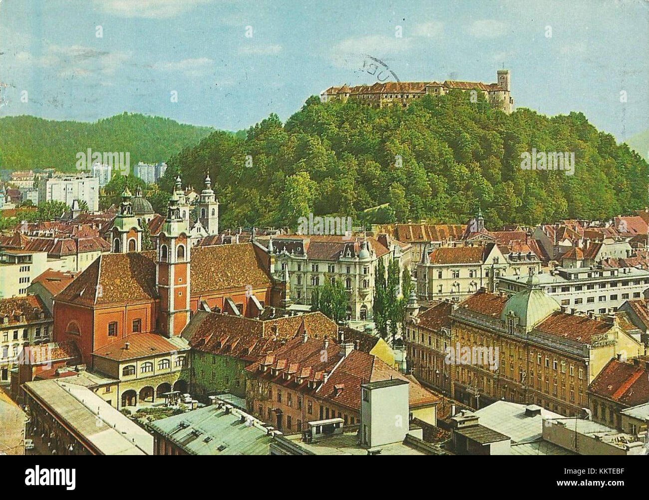 Postcard of Ljubljana view 1969 Stock Photo Alamy