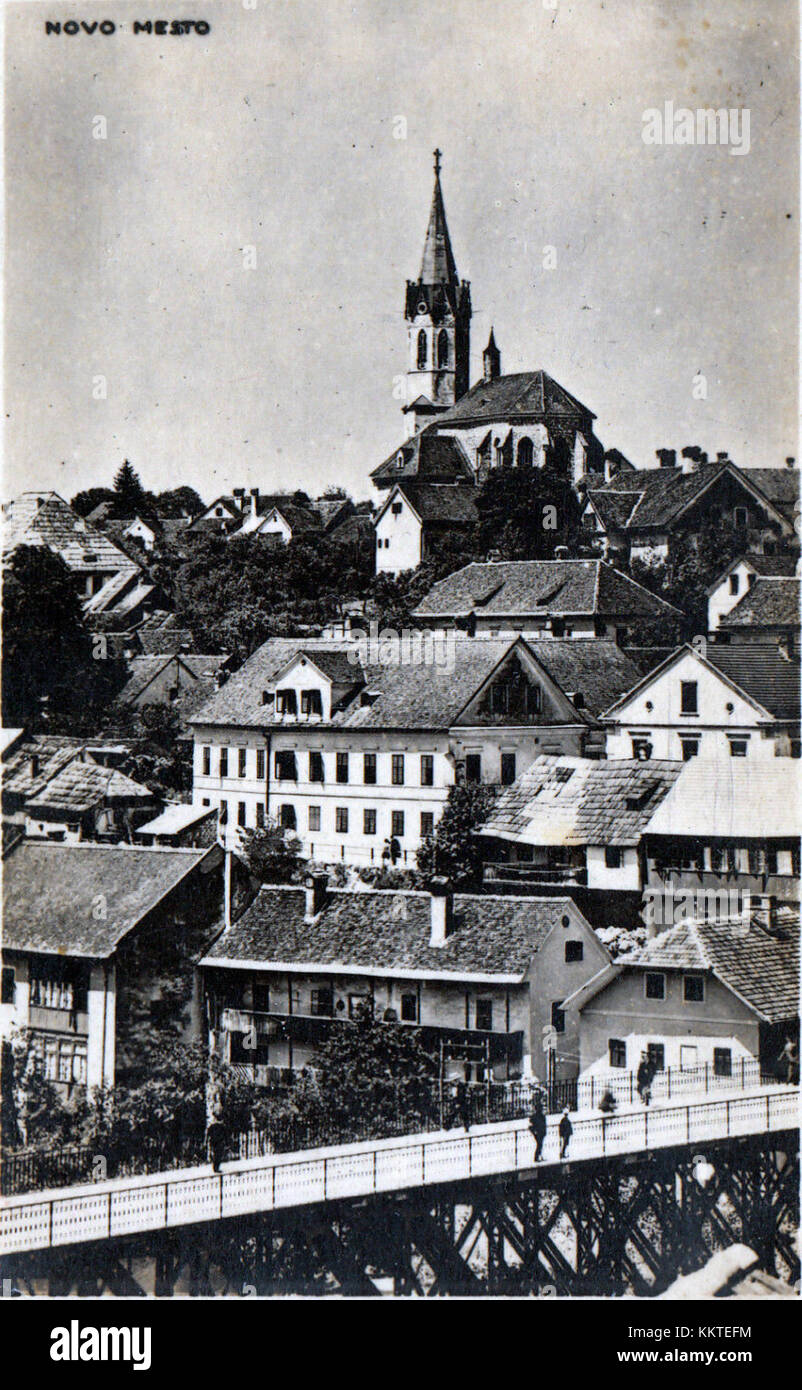 A historical postcard from Novo Mesto, Slovenia, dated 1917, showing a