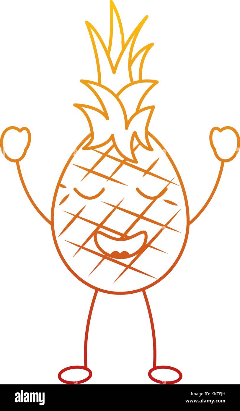 kawaii pineapple fruit expression facial cartoon Stock Vector Image ...