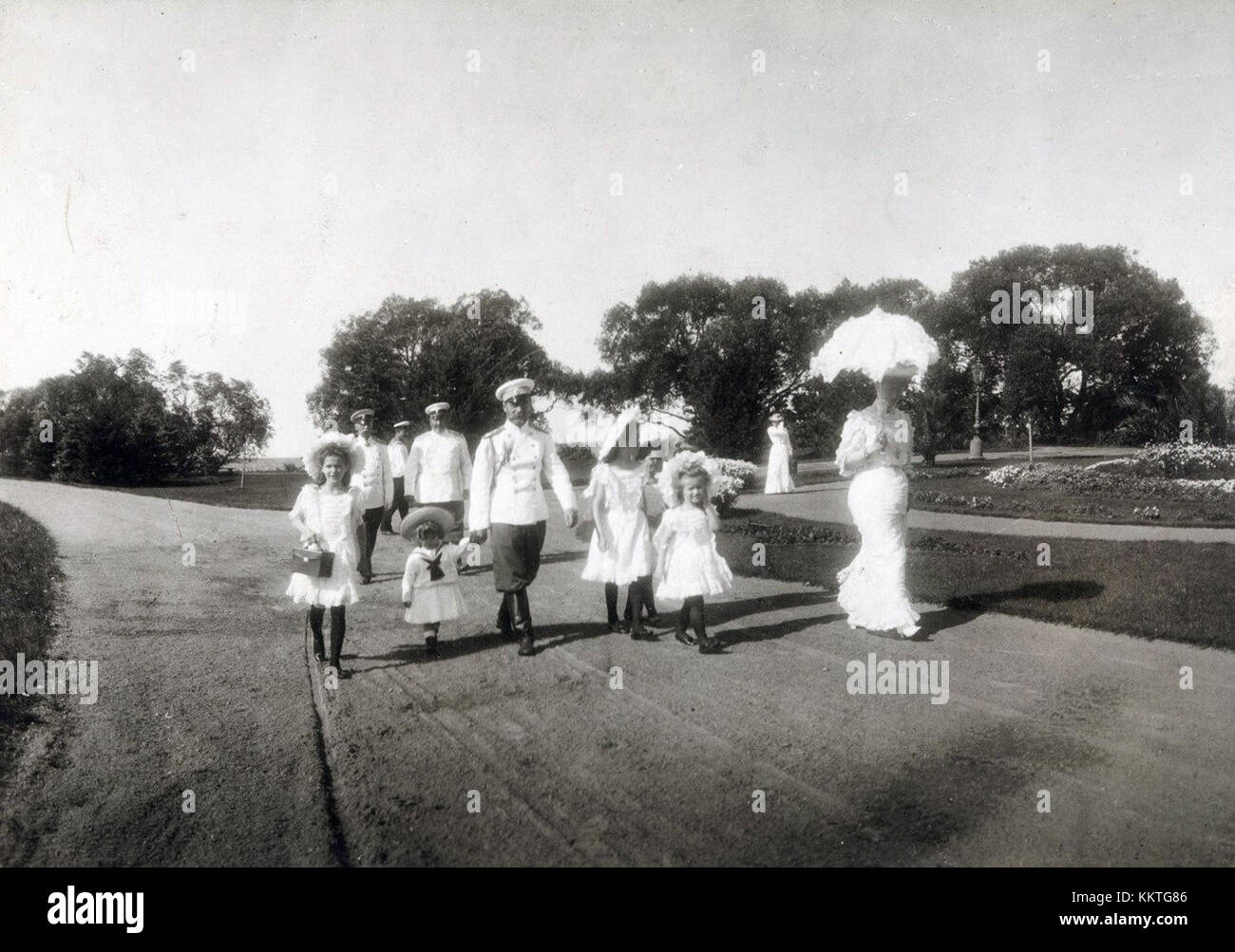 The Russian Imperial Family on a Summer Stroll Stock Photo