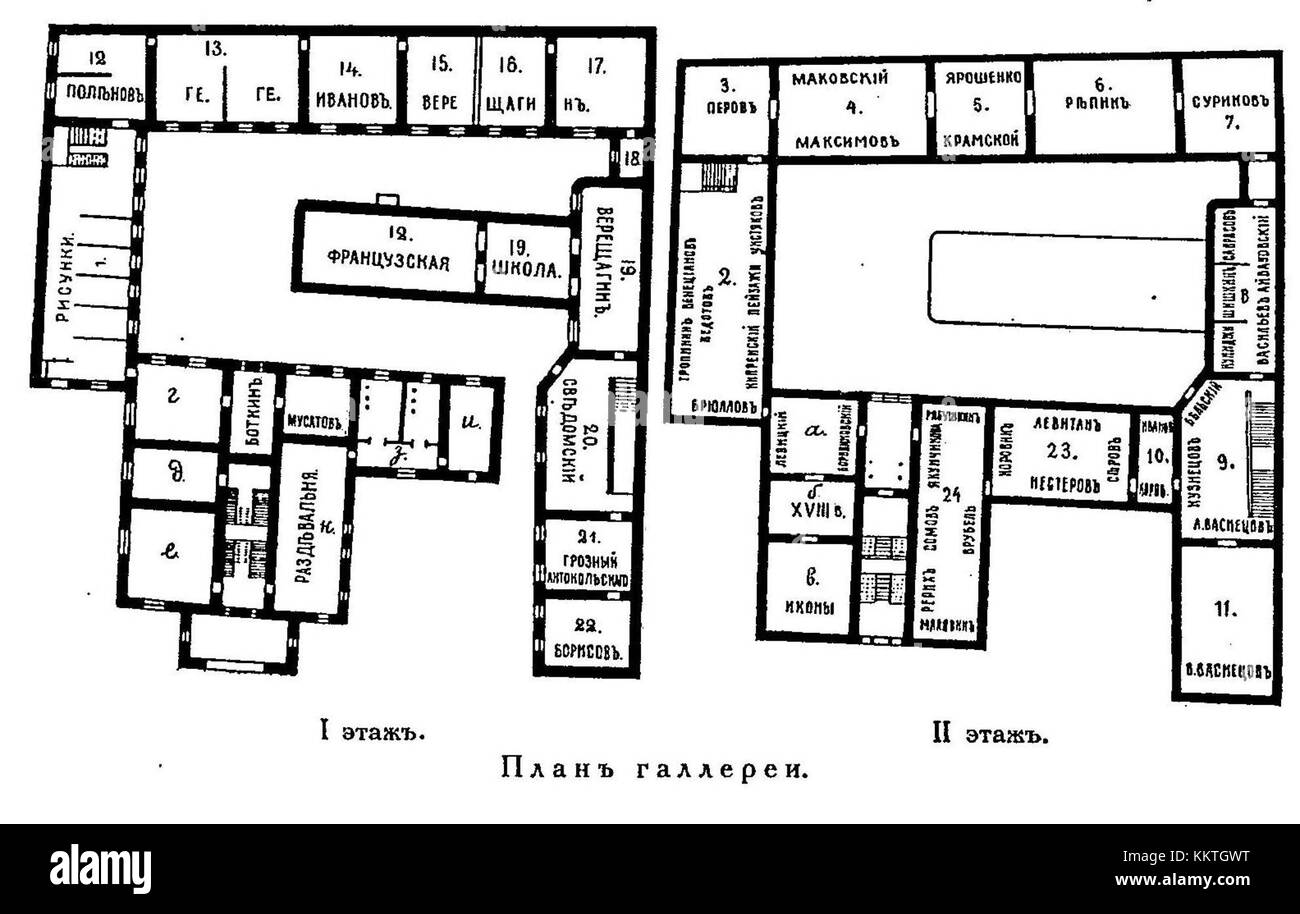 Tretyakov gallery floor plan (1915) Stock Photo