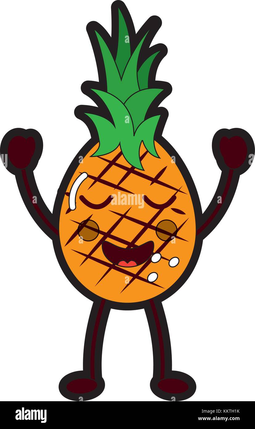 kawaii pineapple fruit expression facial cartoon Stock Vector Image ...