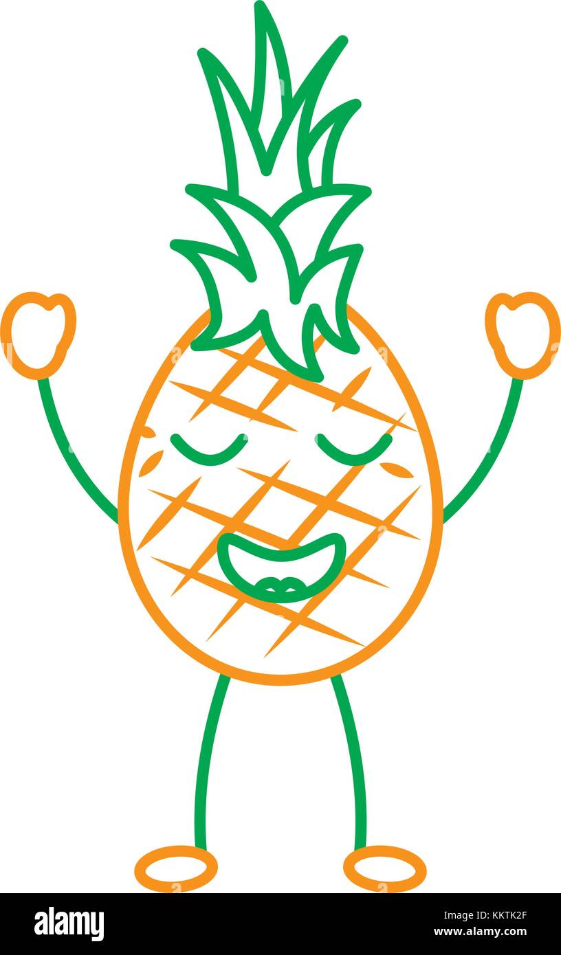 kawaii pineapple fruit expression facial cartoon Stock Vector Image ...