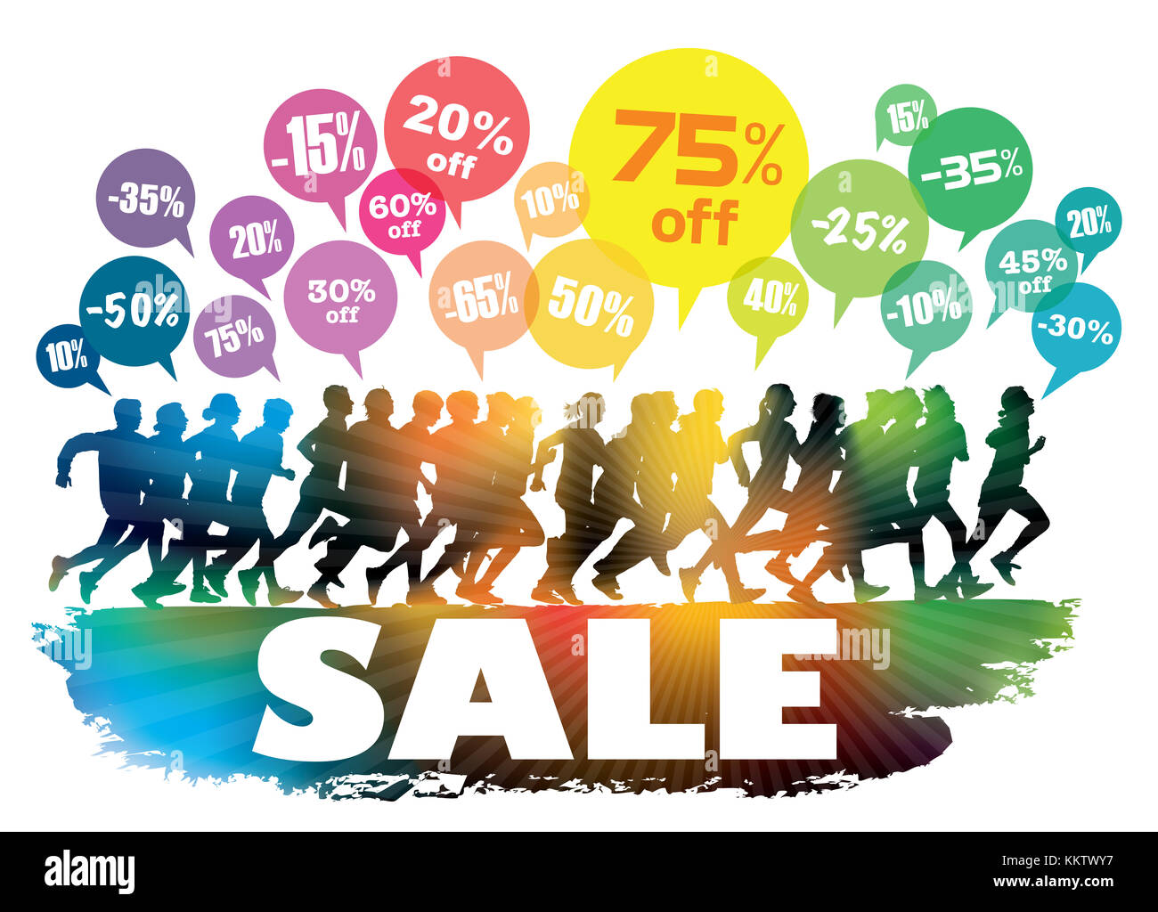 Sale. Crowd of running customers. People are running for Black Friday's