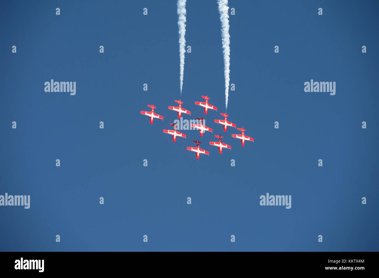 Royal Canadian Snowbirds flying in a 'big diamond' formation at the 'Gowen Thunder 2017 Airshow' at Gowen Field in Boise Idaho on October 14 2017 Stock Photo