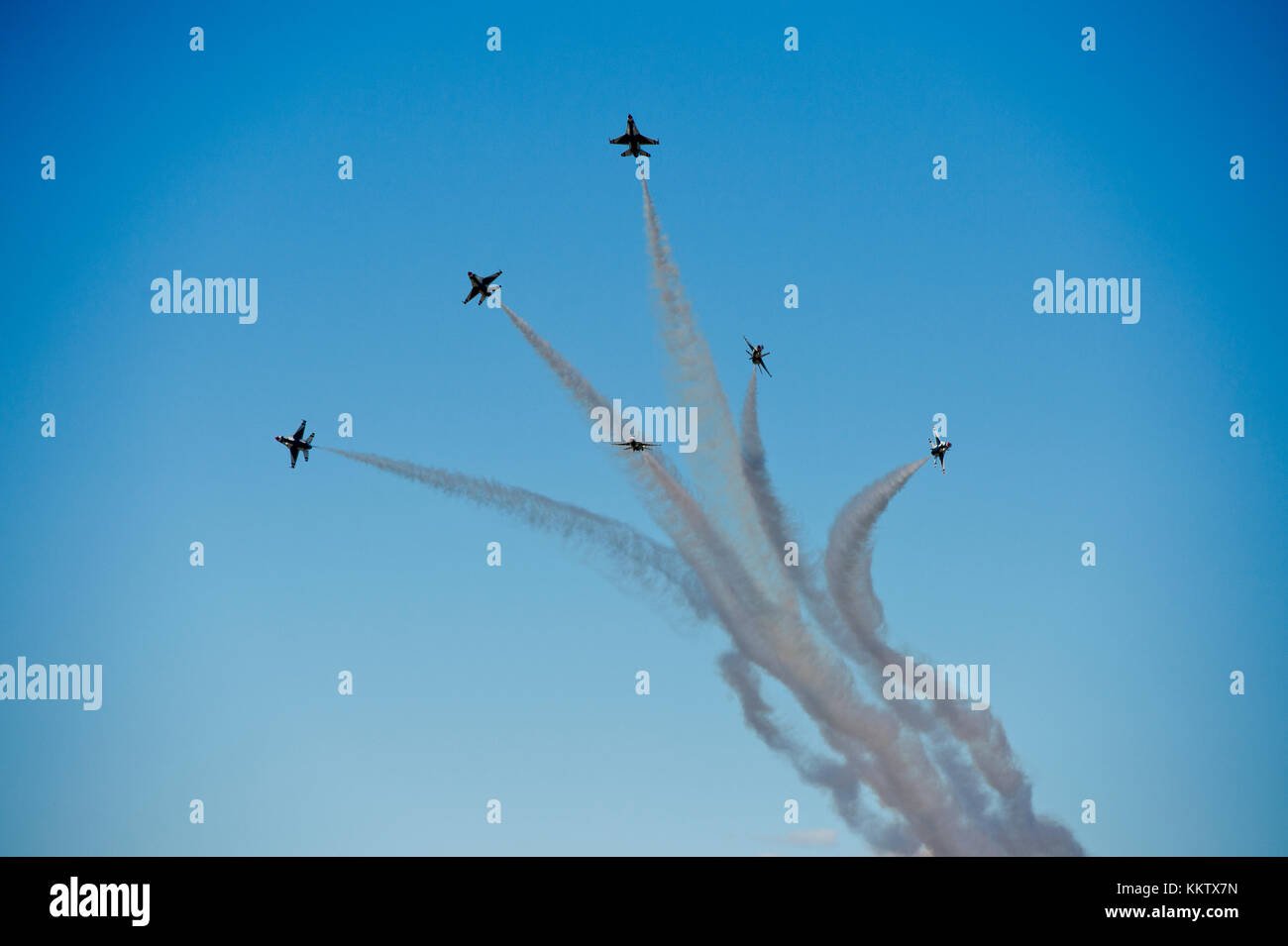 USAF Thunderbirds performing a 'Delta Burst' at Gowen Thunder Airshow at Gowen Field in Boise Idaho on October 14 2017 Stock Photo