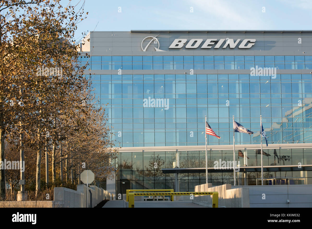 A logo sign outside of a facility occupied by The Boeing Company in
