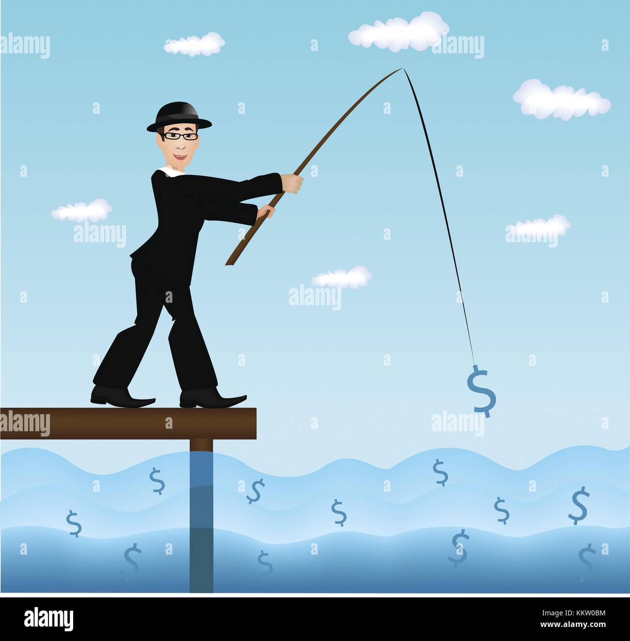 image of a businessman fishing dollar Stock Photo Alamy