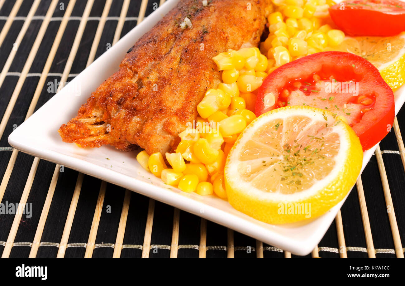 Selected focus on the fried fish Stock Photo