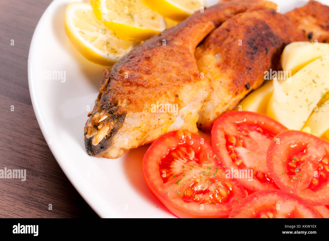 Selective focus on the carp fillet Stock Photo