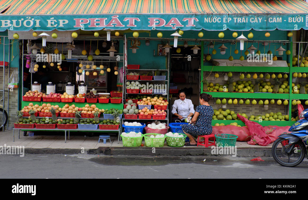 HO CHI MINH CITY, VIET NAM, Amazing fruit juice shop with many kind of