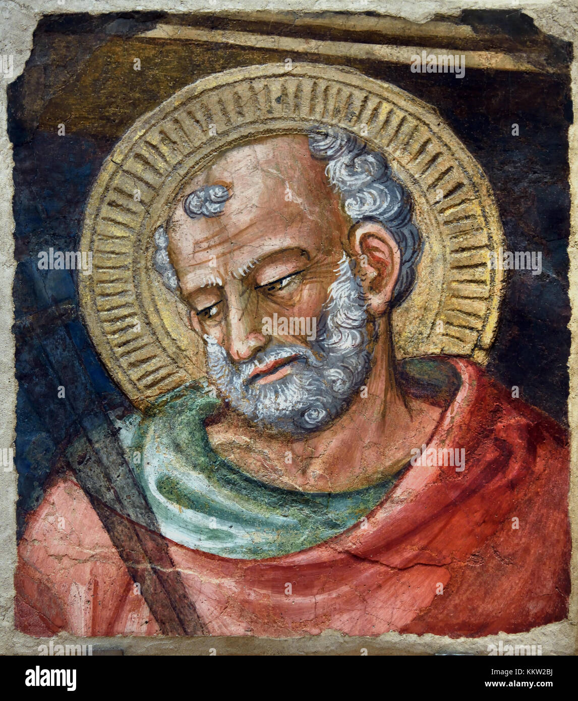 St. Jude Thaddaeus 1440 Bicci di Lorenzo  (1373–1452)   Florence Italy Italian ( Fragment of a fresco removed from the nave of the Duomo of Florence at the time of the 17th-century restoration, conducted by Baccani. ) Stock Photo
