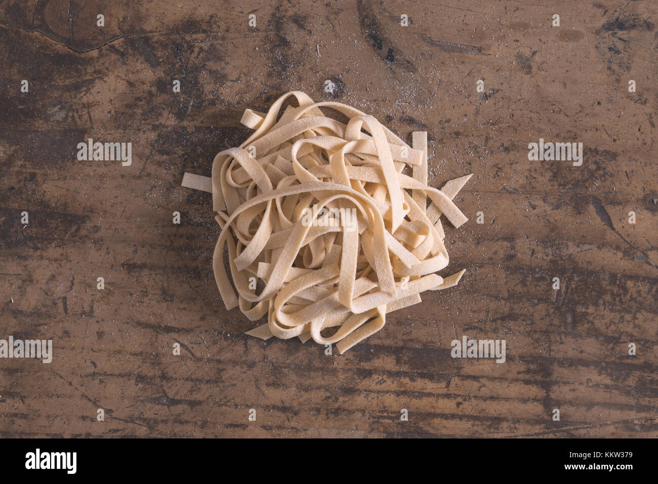 Hand made tagliatelle typical fresh pasta from EmiliaRomagna Stock