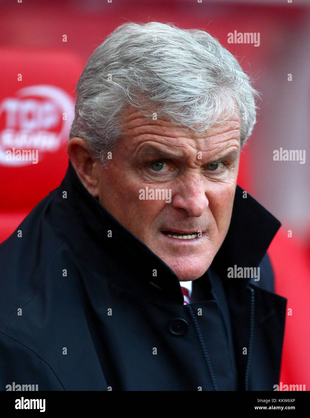 Stoke City manager Mark Hughes during the Premier League match at the