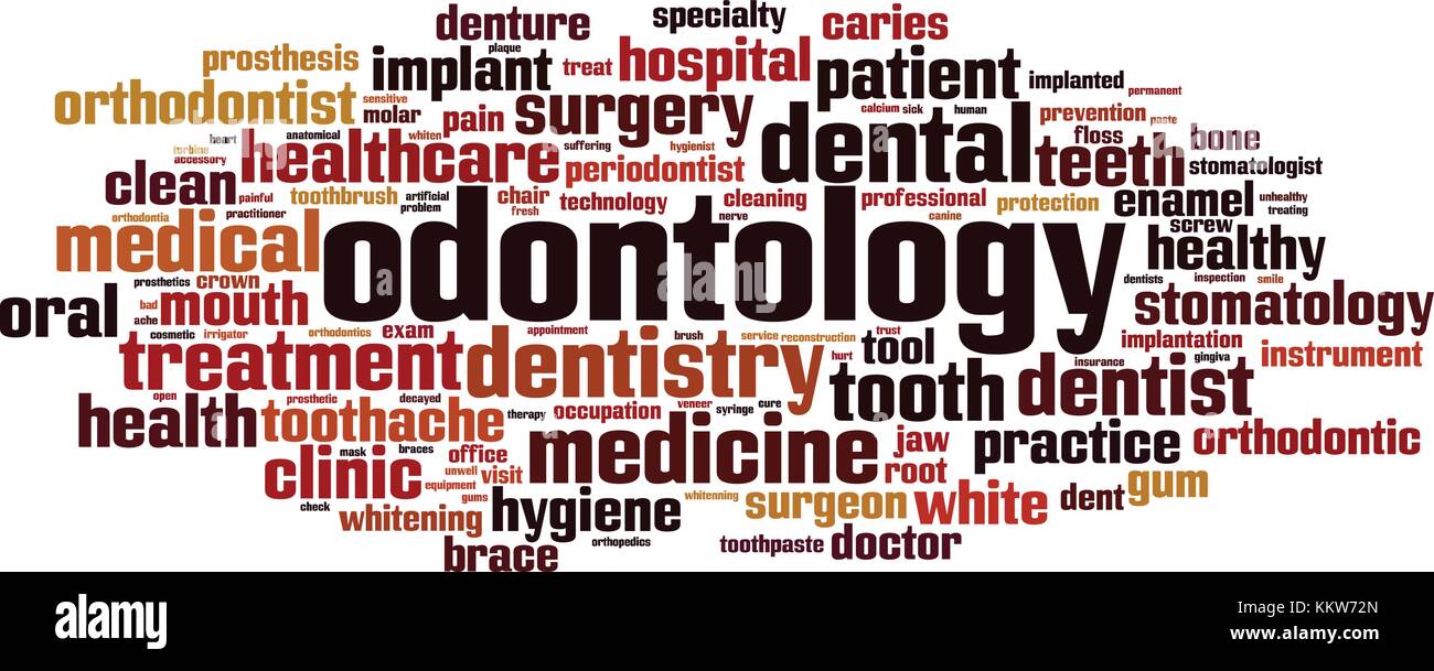 Odontology word cloud concept. Vector illustration Stock Vector Art