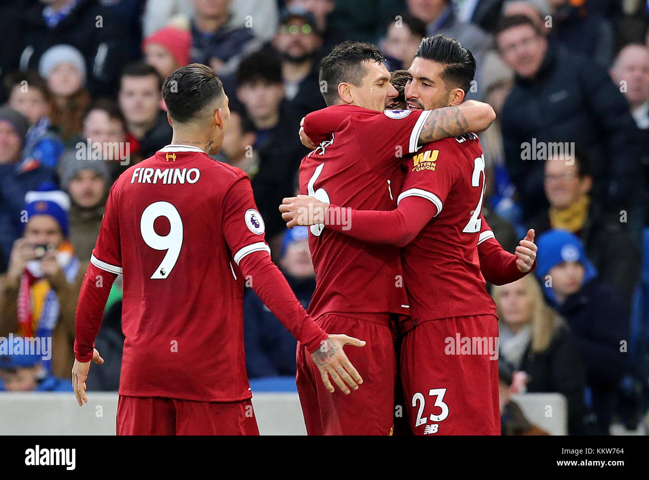 Liverpool's Emre Can (right) Celebrates Scoring His Side's First Goal ...