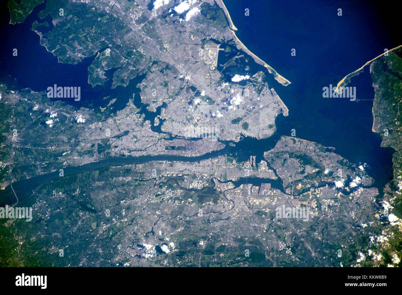 Daytime view of New York City and try-state area from the International Space Station as seen from Earth Orbit. Stock Photo