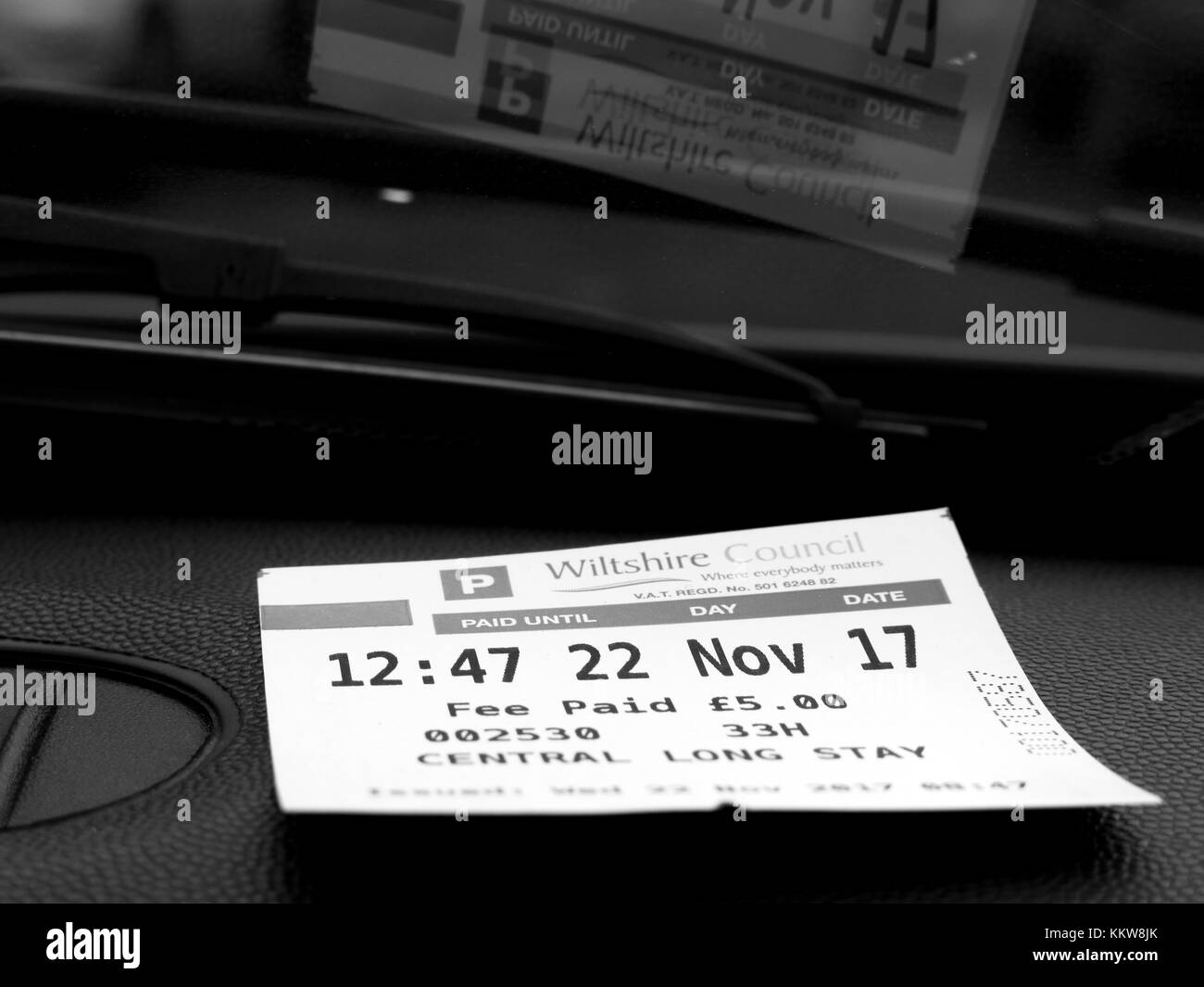 Pay display ticket car dashboard Black and White Stock Photos & Images