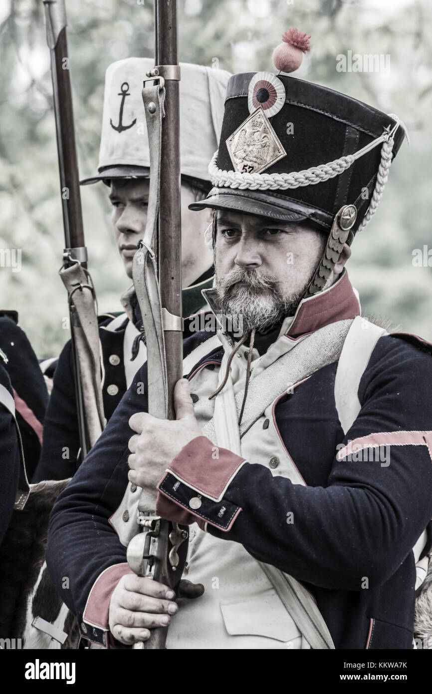 Portrait of a french napoleonic soldier in the platoon Stock Photo Alamy