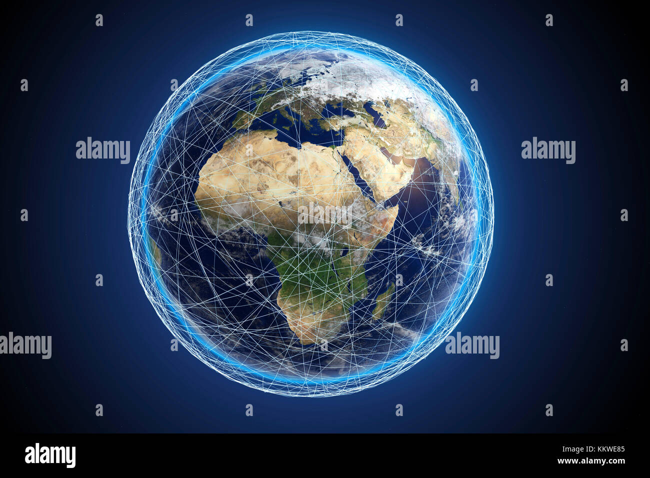 Global connections, conceptual computer illustration. View focused on Africa and the Middle East 