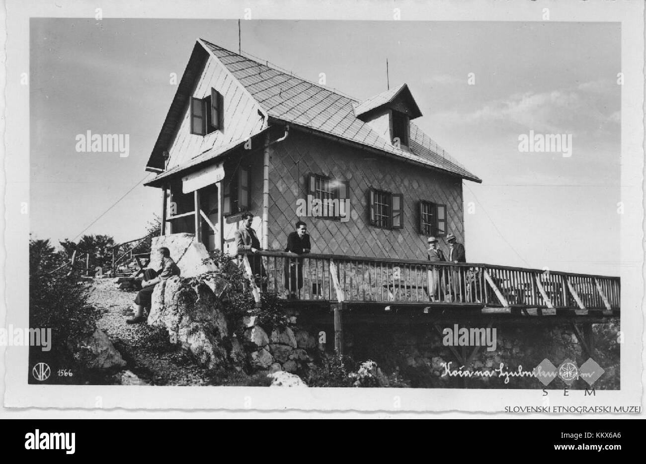 A vintage postcard depicting Lubnik Hut, a traditional mountain cabin in Slovenia. It is known for its scenic location and its role in local outdoor activities and tourism. Stock Photo