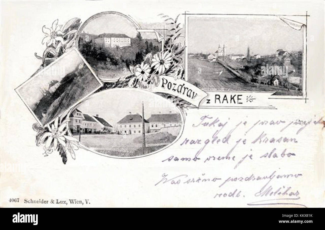 Grad Raka, a historical photograph from 1904, depicting an urban scene ...