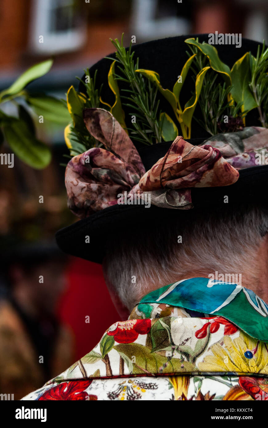 Leominster, UK. 02nd Dec, 2017. Detail of a morris dancers hat as Leominster Morris perform in Corn Square during part of Small Business Saturday in Leominster on December 2nd 2017. Credit: Jim Wood/Alamy Live News Stock Photo