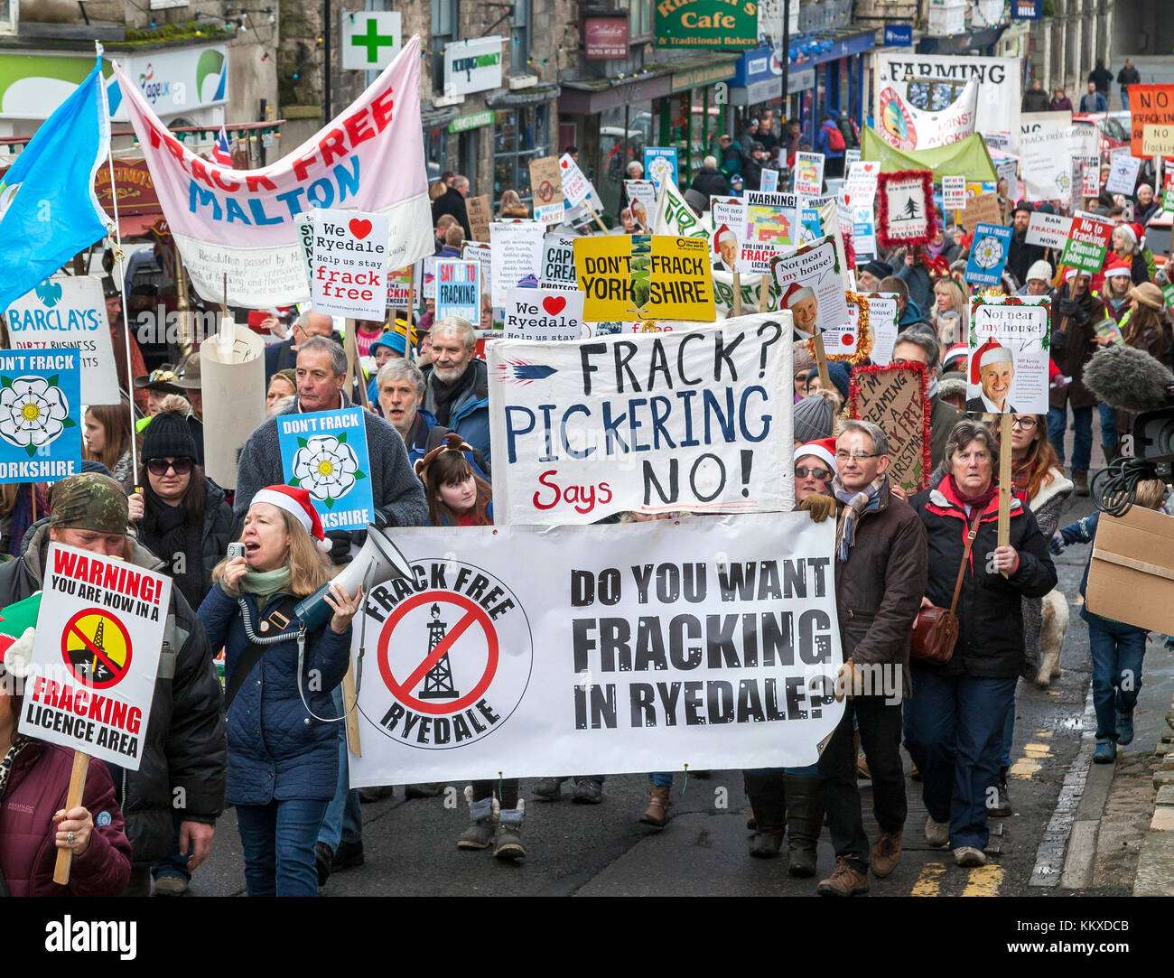 Pickering, North Yorkshire. 2nd Dec, 2017. Protesters on Frack Free Pickering march and rally Pickering, North Yorkshire Credit: Richard Watson/Alamy Live News Stock Photo