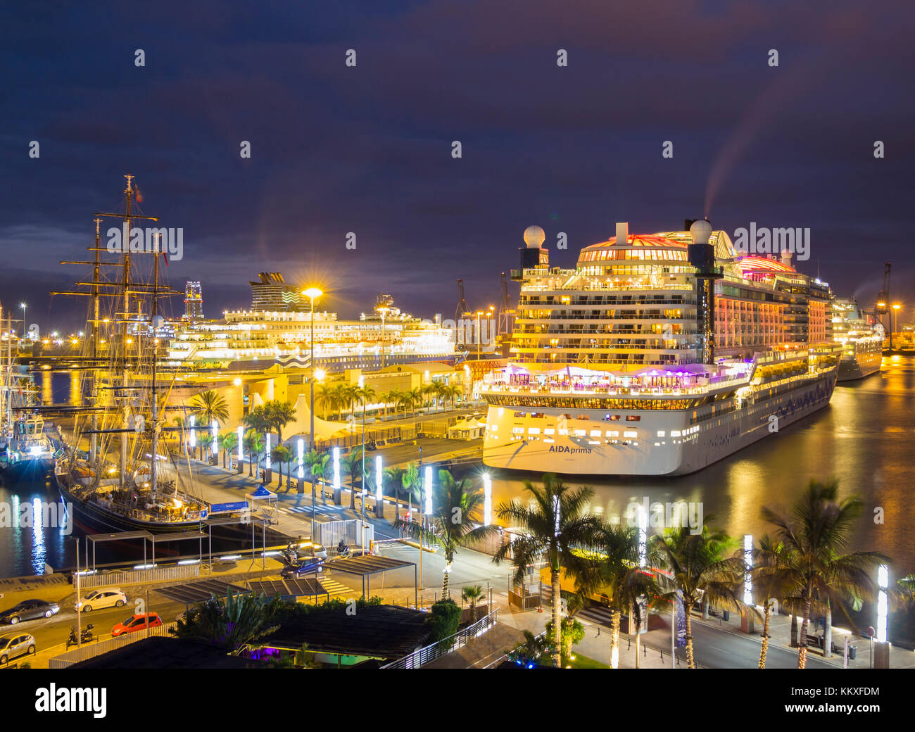 Aida Prima cruise ship in Las Palmas, Gran Canaria, Canary Islands, Spain Stock Photo