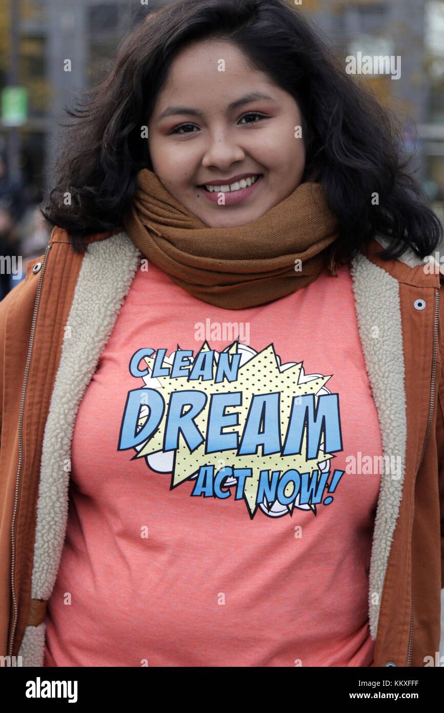 New York City, New York, USA. 2nd Dec, 2017. UnitedWeDream activists rallied at Columbus Circle and in-front of Trump International Hotel on Central Park West in New York City, calling for the passage of a ''˜Clean Dream Act.' Many of the ''˜Dreamers' face an uncertain future in the US under the Trump administration's crack down on undocumented immigrants Credit: 2017 G. Ronald Lopez/ZUMA Wire/Alamy Live News Stock Photo