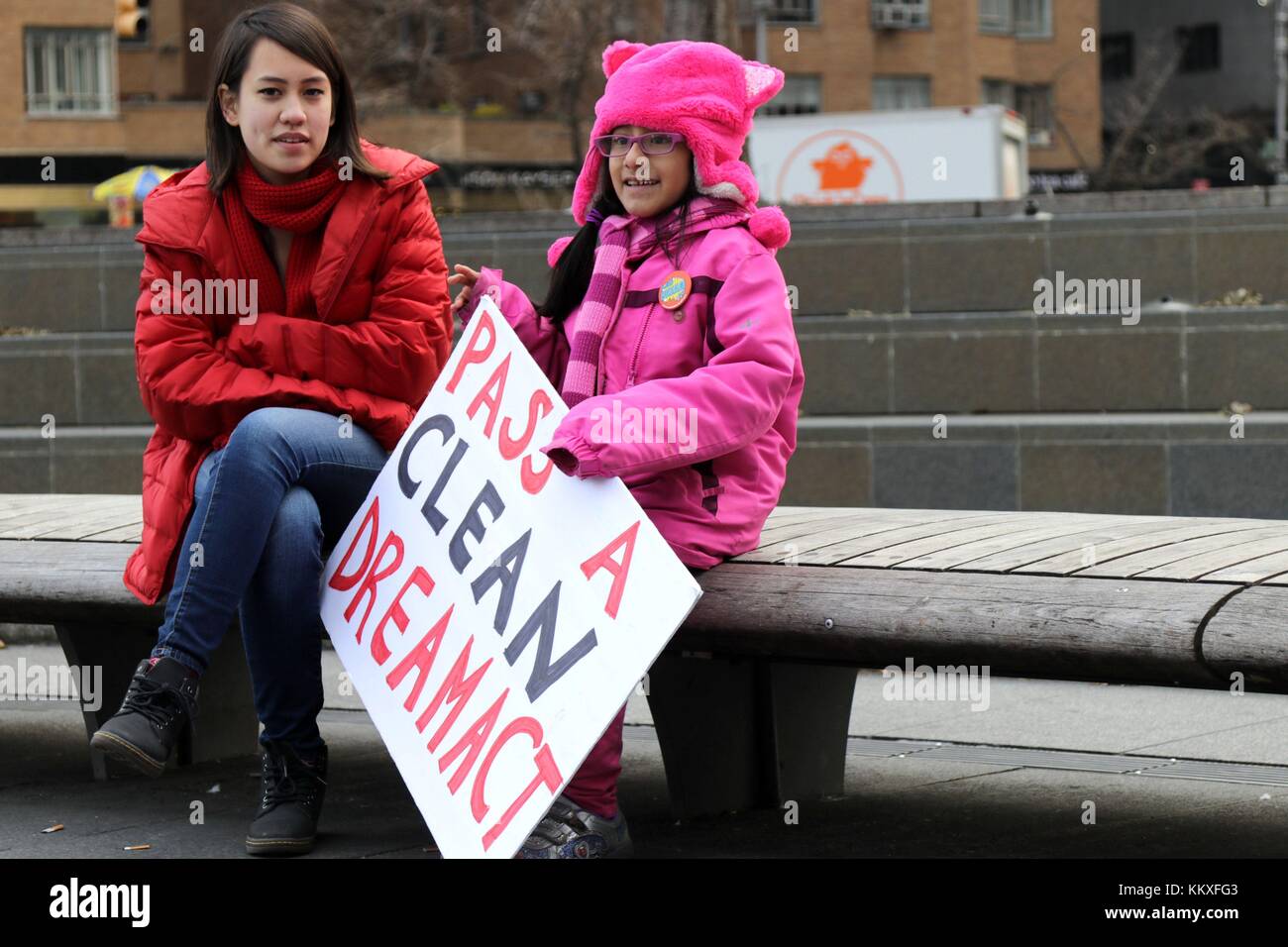 New York City, New York, USA. 2nd Dec, 2017. UnitedWeDream activists rallied at Columbus Circle and in-front of Trump International Hotel on Central Park West in New York City, calling for the passage of a ''˜Clean Dream Act.' Many of the ''˜Dreamers' face an uncertain future in the US under the Trump administration's crack down on undocumented immigrants Credit: 2017 G. Ronald Lopez/ZUMA Wire/Alamy Live News Stock Photo