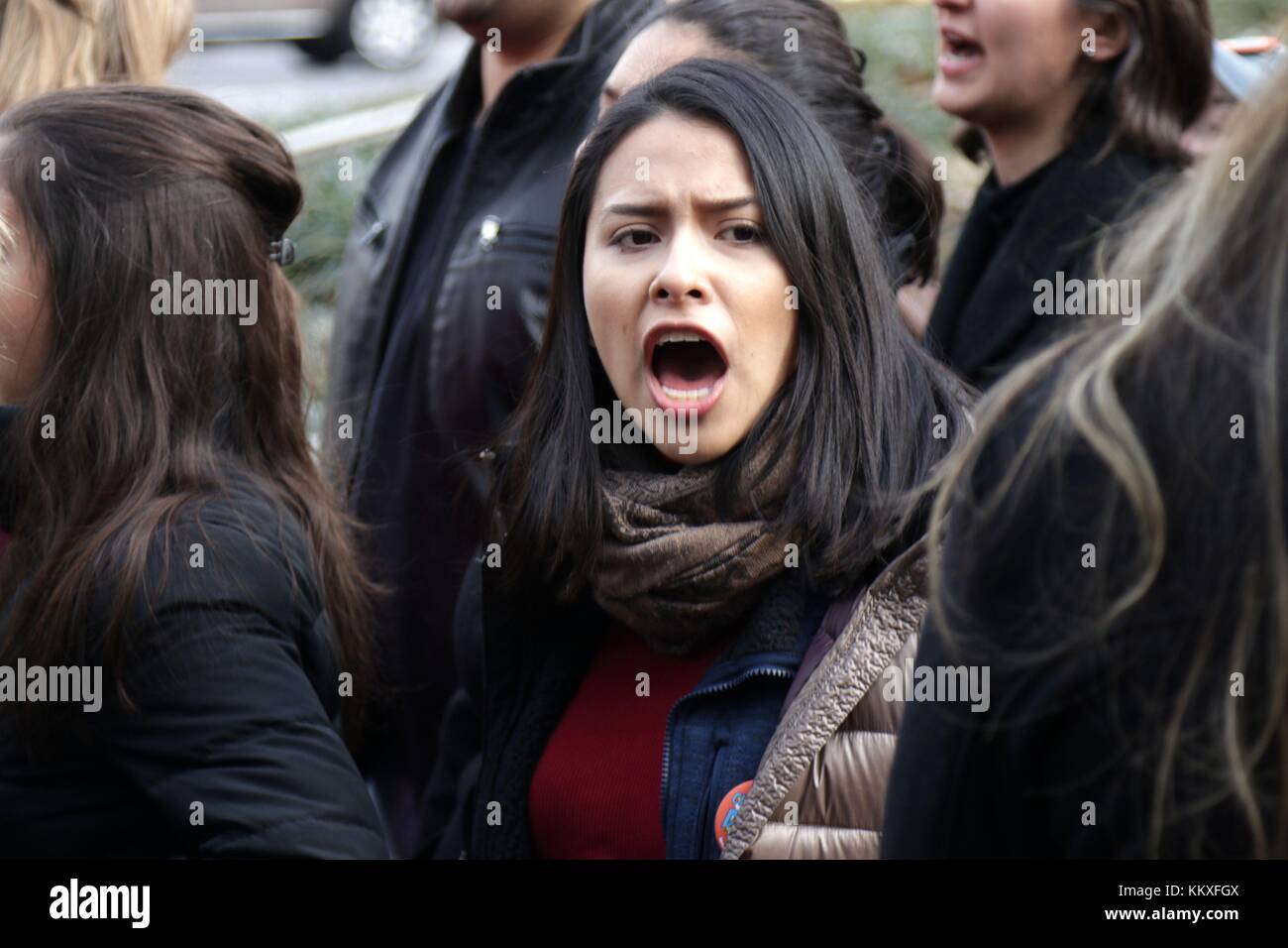 New York City, New York, USA. 2nd Dec, 2017. UnitedWeDream activists rallied at Columbus Circle and in-front of Trump International Hotel on Central Park West in New York City, calling for the passage of a ''˜Clean Dream Act.' Many of the ''˜Dreamers' face an uncertain future in the US under the Trump administration's crack down on undocumented immigrants Credit: 2017 G. Ronald Lopez/ZUMA Wire/Alamy Live News Stock Photo