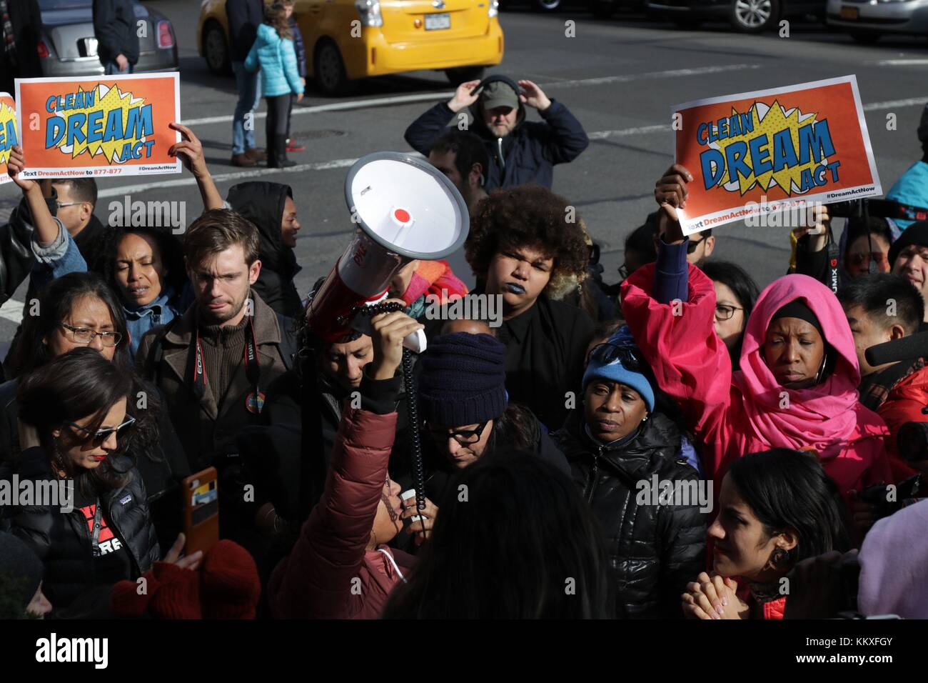 New York City, New York, USA. 2nd Dec, 2017. UnitedWeDream activists rallied at Columbus Circle and in-front of Trump International Hotel on Central Park West in New York City, calling for the passage of a ''˜Clean Dream Act.' Many of the ''˜Dreamers' face an uncertain future in the US under the Trump administration's crack down on undocumented immigrants Credit: 2017 G. Ronald Lopez/ZUMA Wire/Alamy Live News Stock Photo