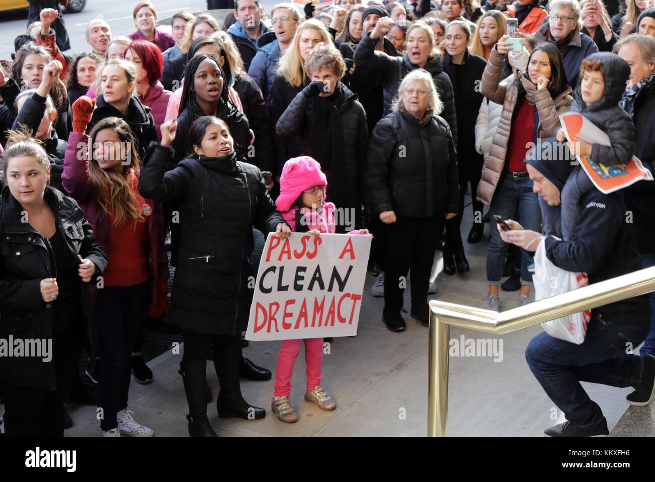 New York City, New York, USA. 2nd Dec, 2017. UnitedWeDream activists rallied at Columbus Circle and in-front of Trump International Hotel on Central Park West in New York City, calling for the passage of a ''˜Clean Dream Act.' Many of the ''˜Dreamers' face an uncertain future in the US under the Trump administration's crack down on undocumented immigrants Credit: 2017 G. Ronald Lopez/ZUMA Wire/Alamy Live News Stock Photo