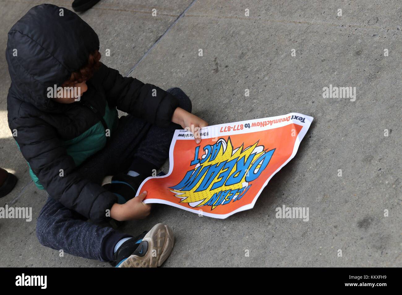 New York City, New York, USA. 2nd Dec, 2017. UnitedWeDream activists rallied at Columbus Circle and in-front of Trump International Hotel on Central Park West in New York City, calling for the passage of a ''˜Clean Dream Act.' Many of the ''˜Dreamers' face an uncertain future in the US under the Trump administration's crack down on undocumented immigrants Credit: 2017 G. Ronald Lopez/ZUMA Wire/Alamy Live News Stock Photo