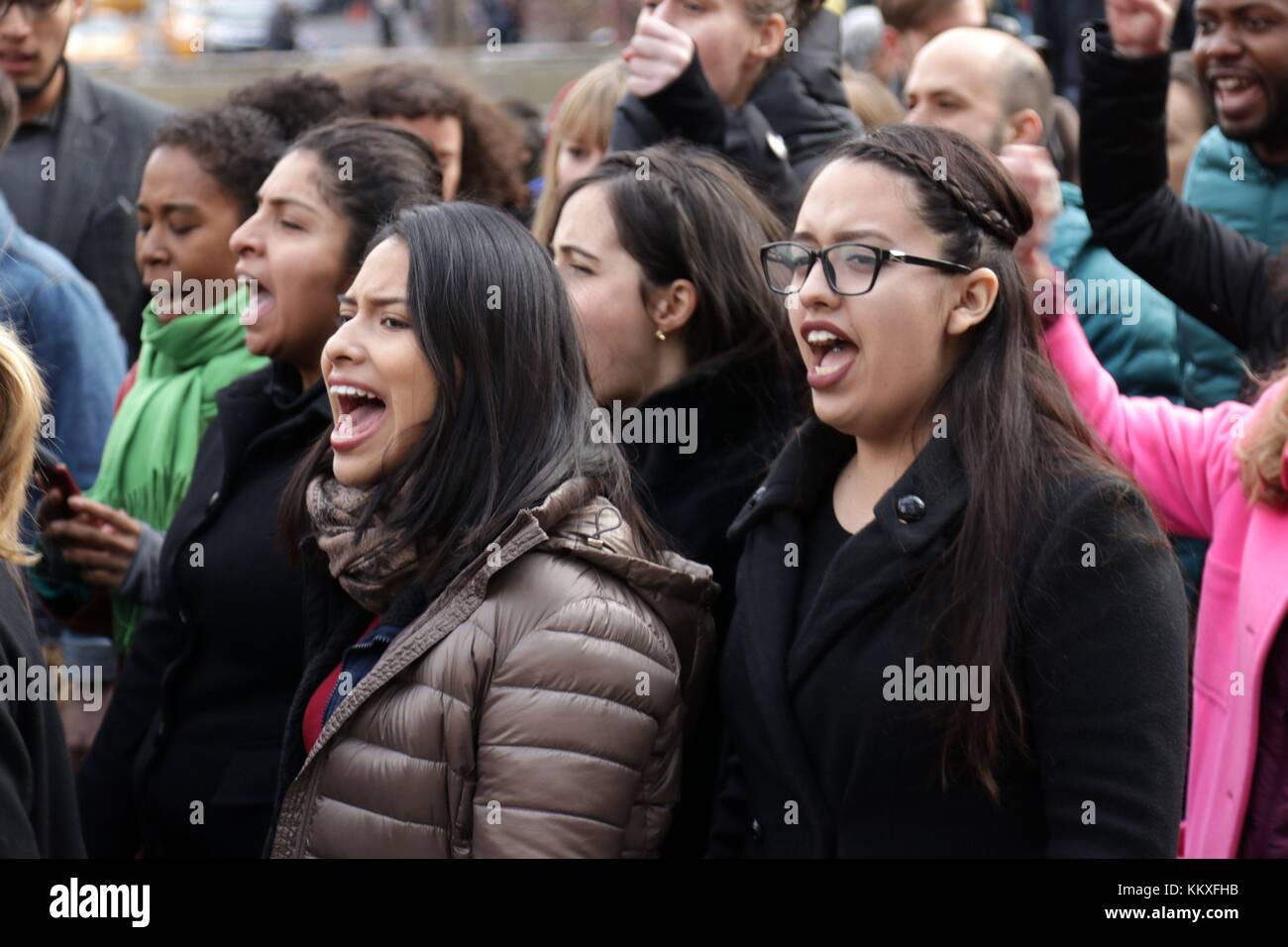 New York City, New York, USA. 2nd Dec, 2017. UnitedWeDream activists rallied at Columbus Circle and in-front of Trump International Hotel on Central Park West in New York City, calling for the passage of a ''˜Clean Dream Act.' Many of the ''˜Dreamers' face an uncertain future in the US under the Trump administration's crack down on undocumented immigrants Credit: 2017 G. Ronald Lopez/ZUMA Wire/Alamy Live News Stock Photo