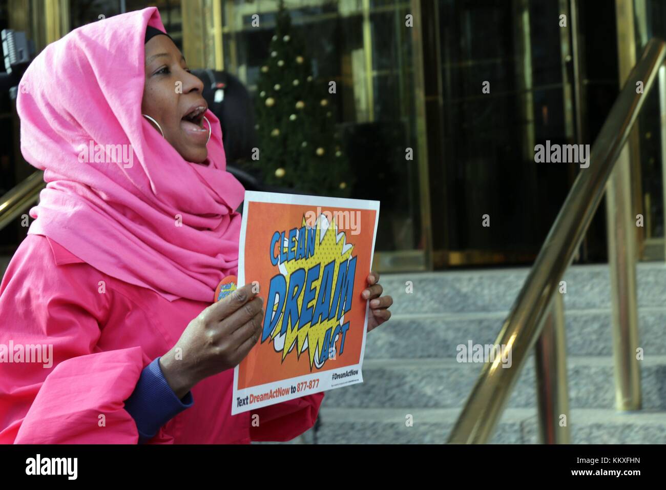 New York City, New York, USA. 2nd Dec, 2017. UnitedWeDream activists rallied at Columbus Circle and in-front of Trump International Hotel on Central Park West in New York City, calling for the passage of a ''˜Clean Dream Act.' Many of the ''˜Dreamers' face an uncertain future in the US under the Trump administration's crack down on undocumented immigrants Credit: 2017 G. Ronald Lopez/ZUMA Wire/Alamy Live News Stock Photo