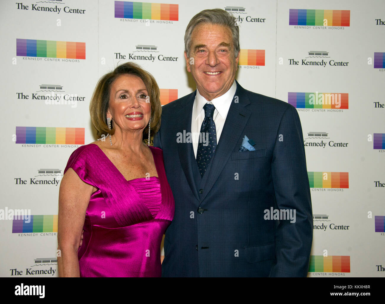 Washington DC, USA. 2nd December, 2017. United States House Minority Leader Nancy Pelosi (Democrat of California) and her husband, Paul, arrive for the formal Artist's Dinner honoring the recipients of the 40th Annual Kennedy Center Honors hosted by United States Secretary of State Rex Tillerson at the US Department of State in Washington, DC on Saturday, December 2, 2017. The 2017 honorees are: American dancer and choreographer Carmen de Lavallade; Cuban American singer-songwriter and actress Gloria Estefan; ; American television writer Credit: MediaPunch Inc/Alamy Live News Stock Photo