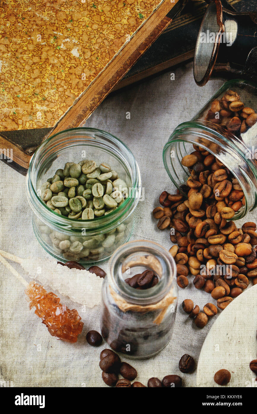 Coffee Beans In A Glass Canister Stock Photo - Download Image Now