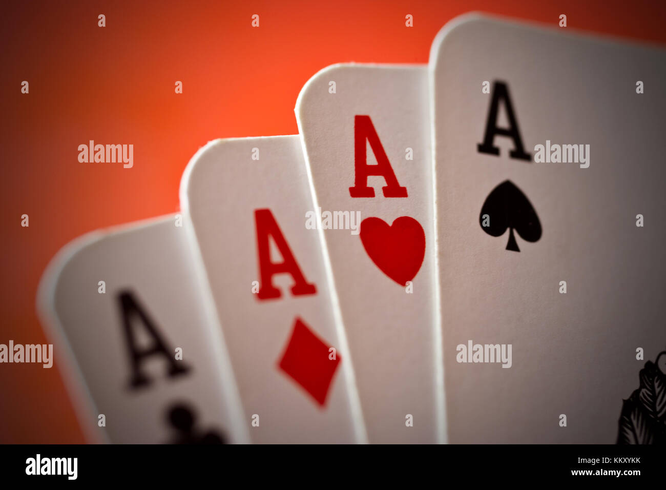 ace playing cards /  A ace cards on the red background Stock Photo